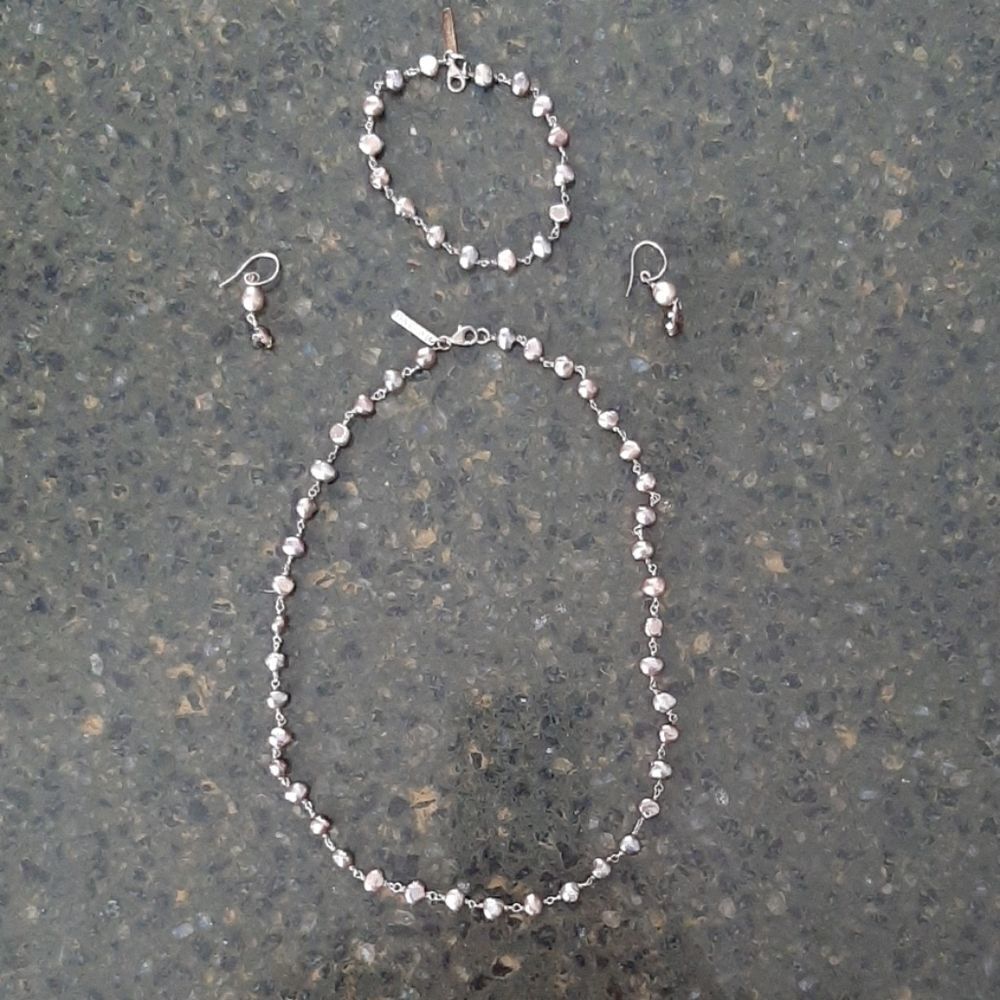 Necklace, bracelet, earrings beaded set